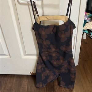 Elegant Floral Print Jumpsuit in Black and Brown